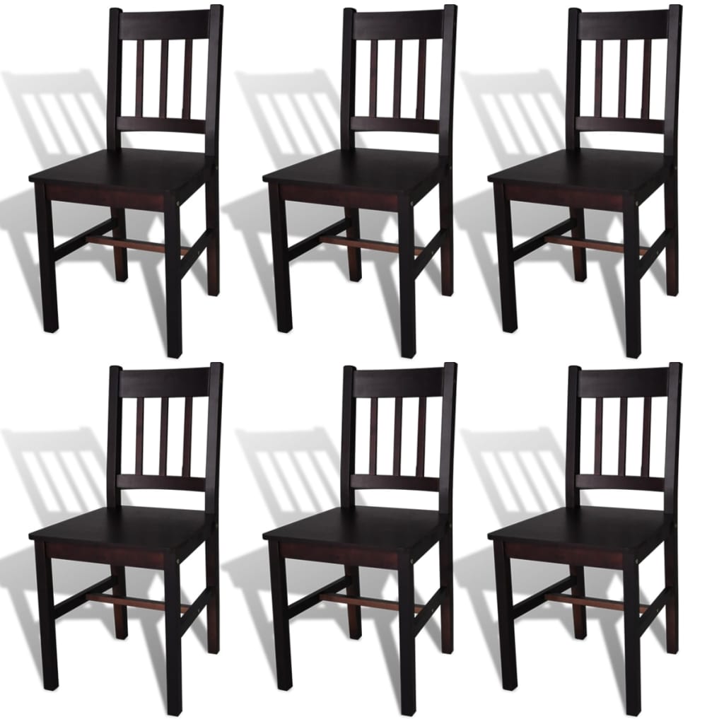 vidaXL Cadeiras de jantar 6 pcs madeira de pinho castanho-escuro
