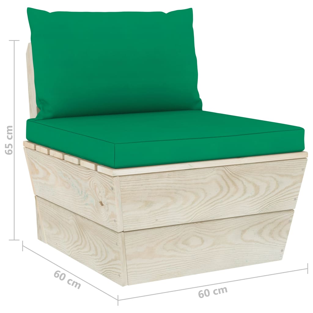 vidaXL 7 pcs conjunto lounge de paletes + almofadões madeira de abeto