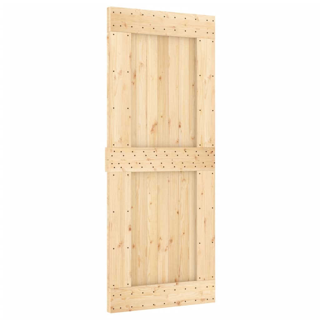 vidaXL Porta de correr com ferragens 85x210 cm madeira de pinho maciça