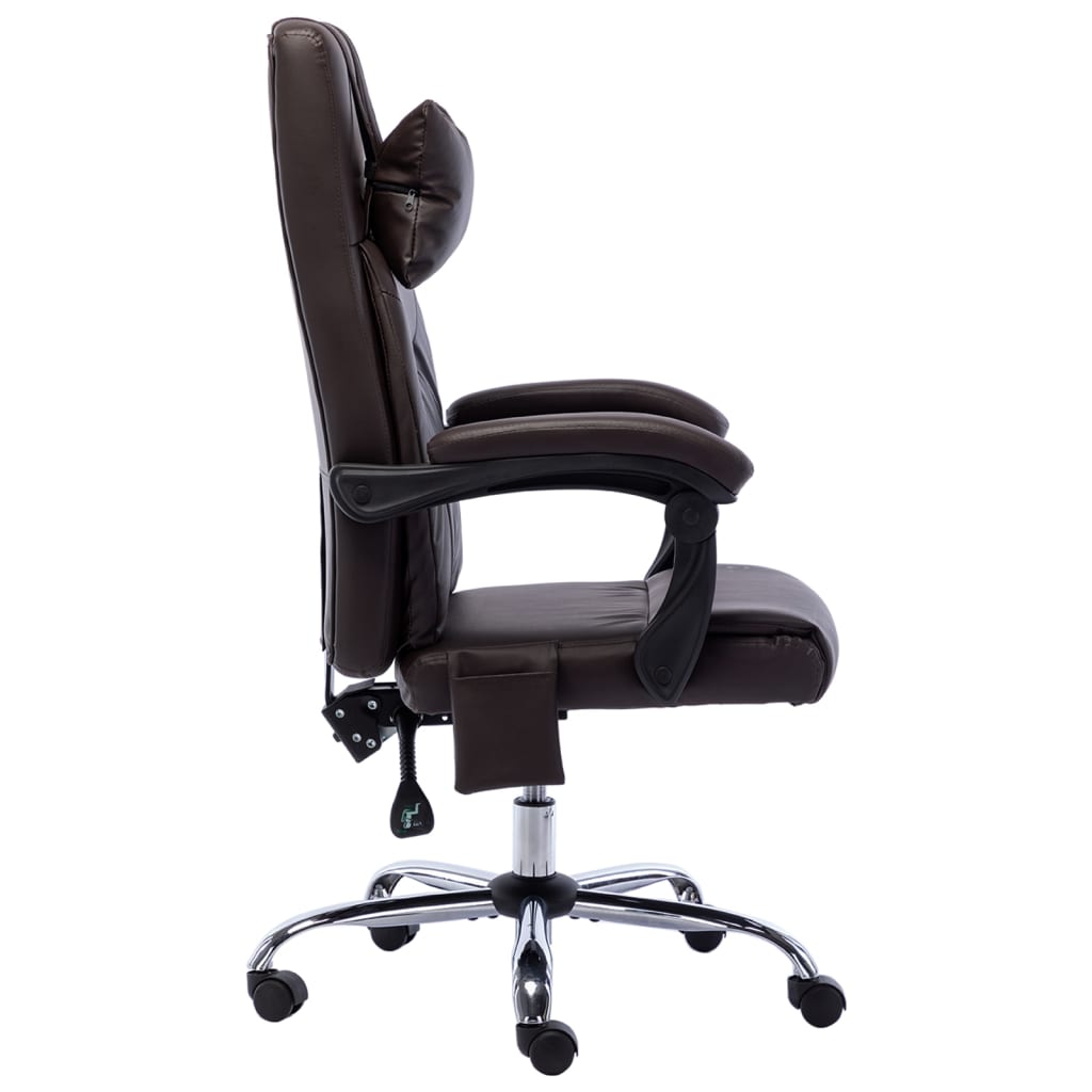 vidaXL Cadeira escritório c/ função massagem couro artificial castanho