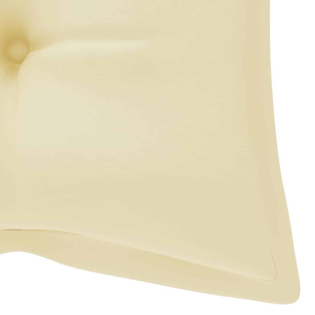 vidaXL Banco de baloiçar com almofadão branco nata 120 cm teca maciça