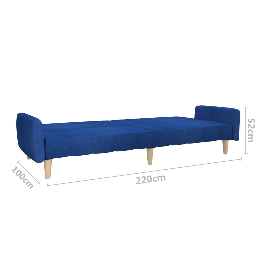vidaXL Sofá-cama de 2 lugares tecido azul
