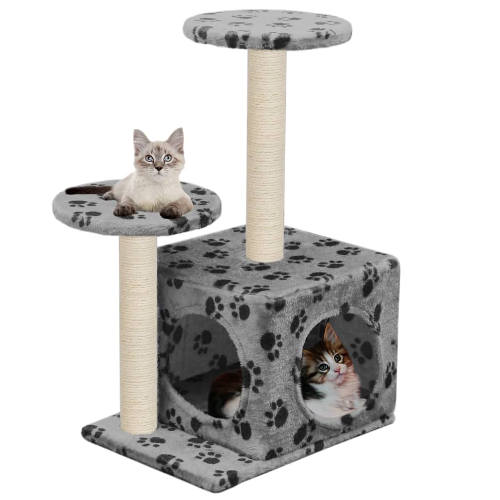 vidaXL Árvore para gatos c/postes arranhadores sisal 60 cm cinzento