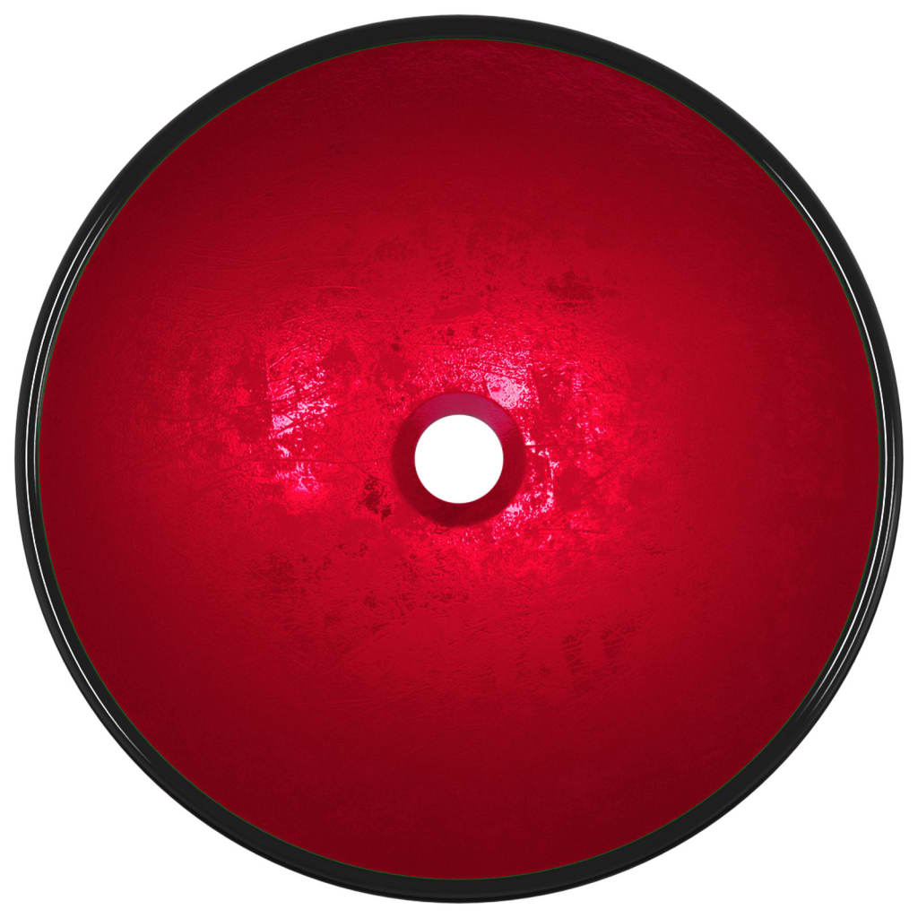 vidaXL Lavatório vidro temperado 42x14 cm vermelho