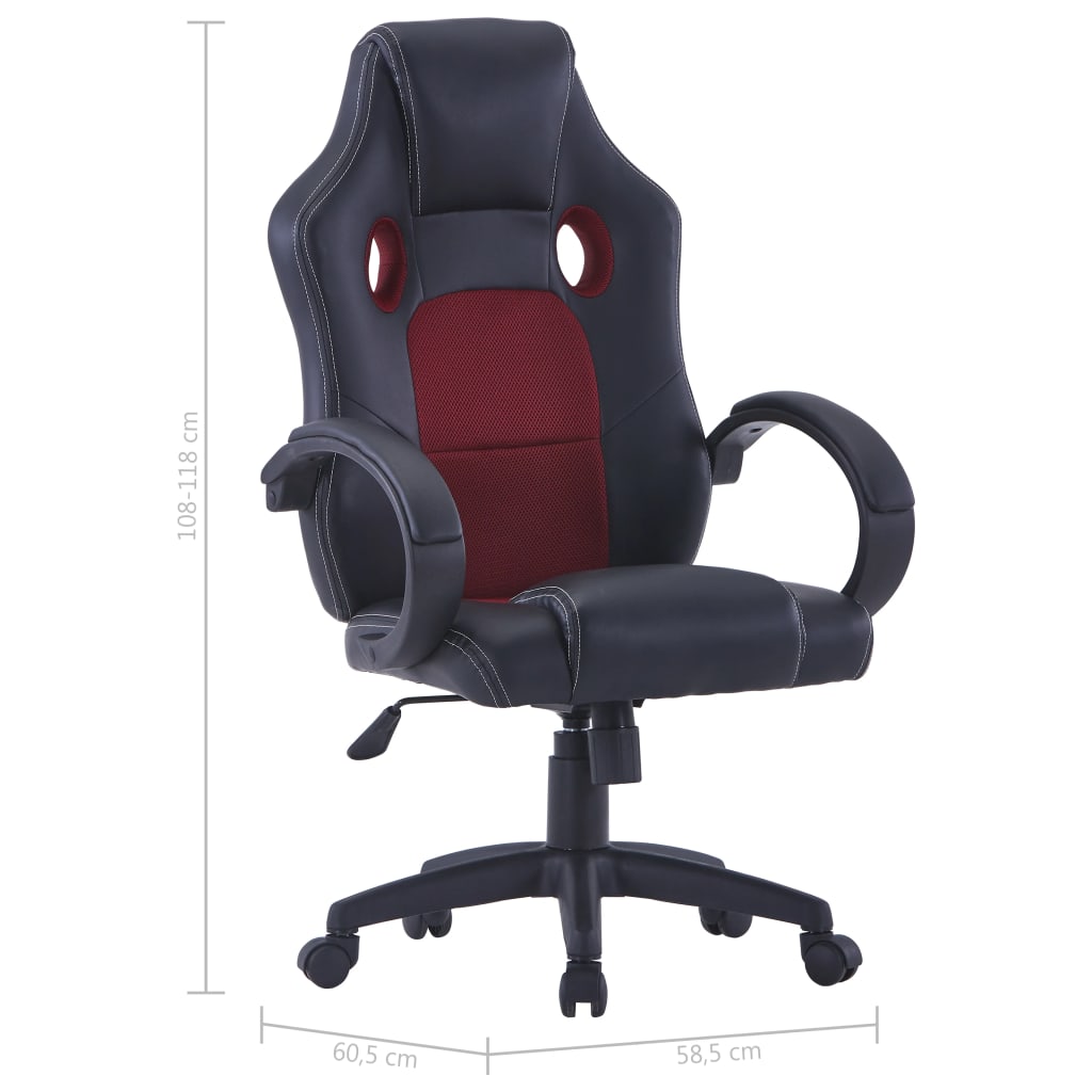vidaXL Cadeira de gaming couro artificial vermelho tinto