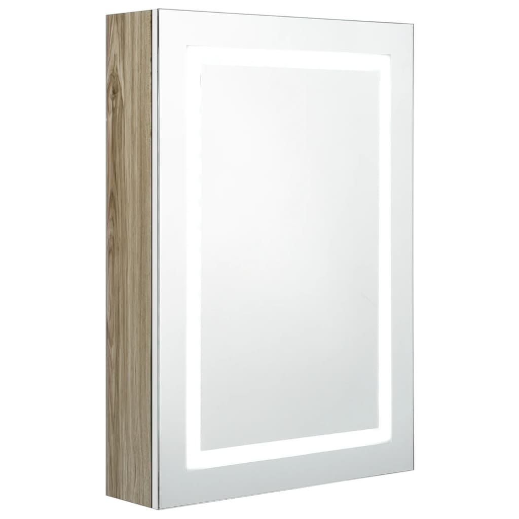 vidaXL Armário espelhado casa de banho LED 50x13x70 cm branco/carvalho