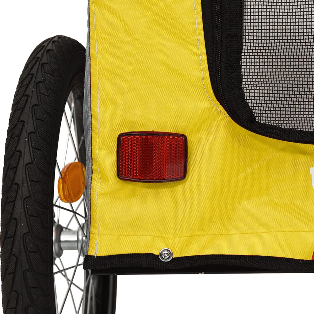 vidaXL Reboque bicicleta p/ animais tecido oxford/ferro amarelo/cinza
