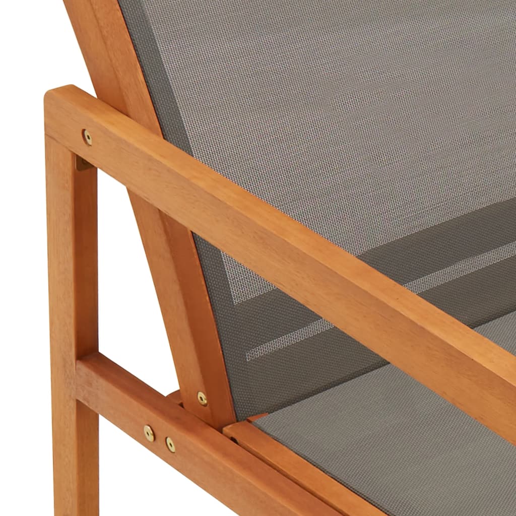 vidaXL Cadeira lounge de jardim eucalipto maciço e textilene cinzento