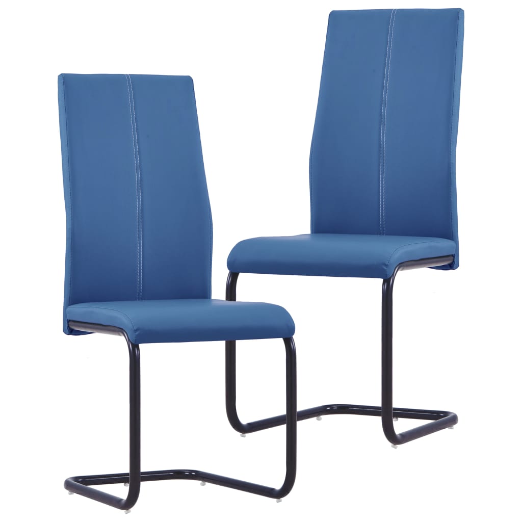 vidaXL Cadeiras de jantar cantilever 2 pcs couro artificial azul