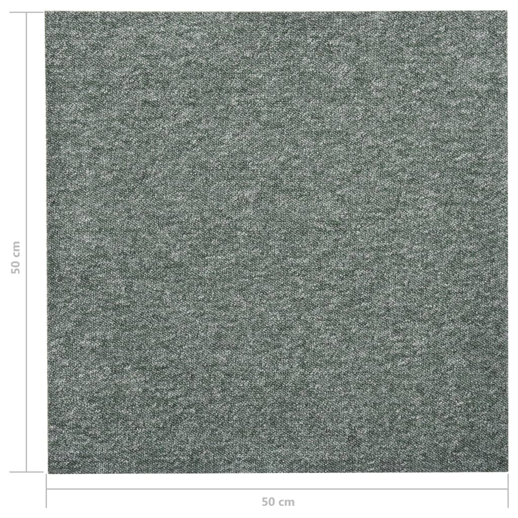 vidaXL Ladrilhos carpete para pisos 20 pcs 5 m² 50x50 cm verde