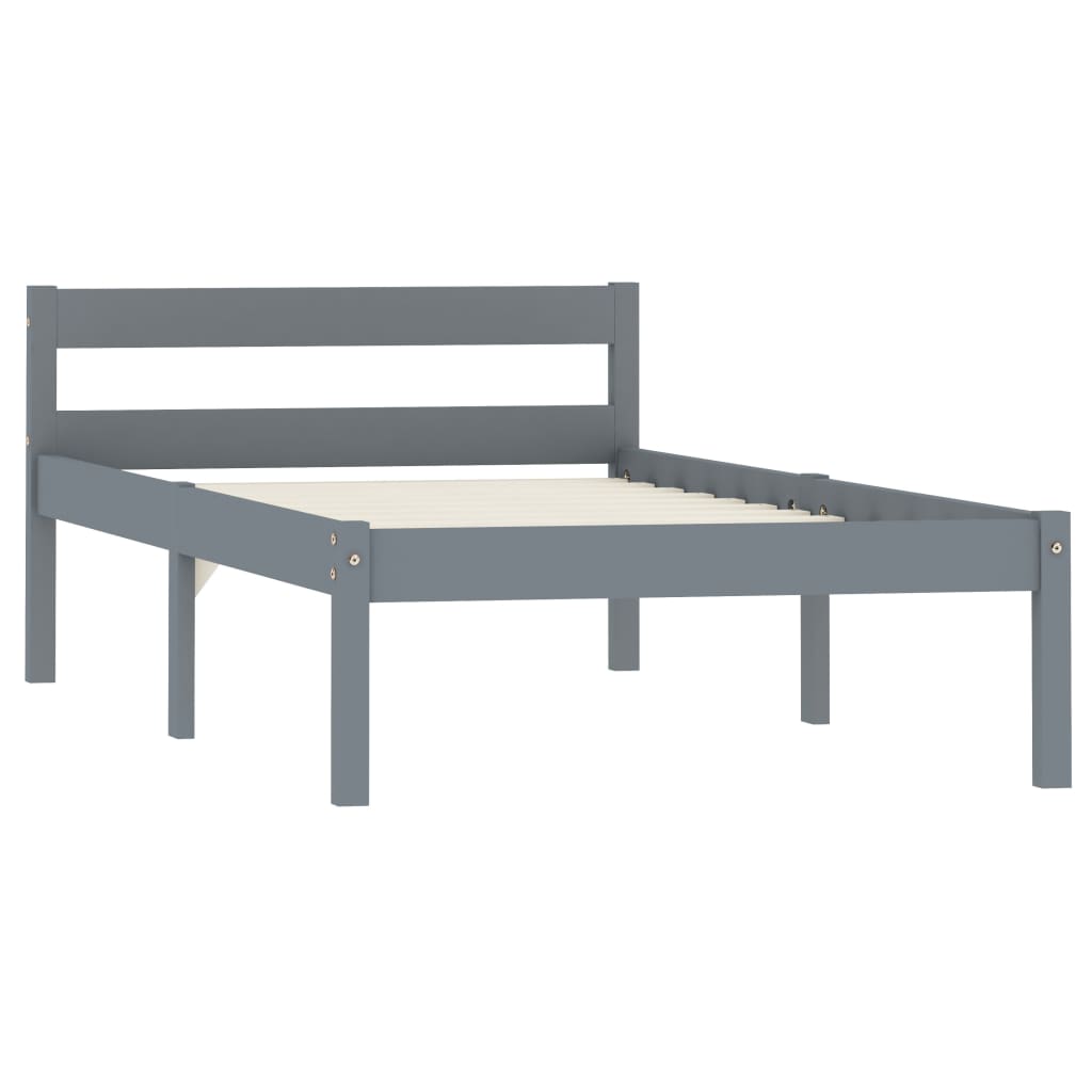 vidaXL Estrutura de cama 90x200 cm madeira pinho maciço cinzento