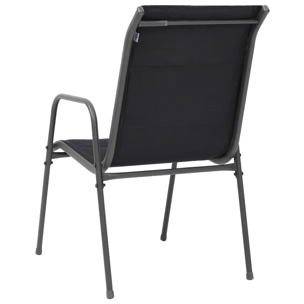 vidaXL Cadeiras de jardim empilháveis 4 pcs aço e textilene preto