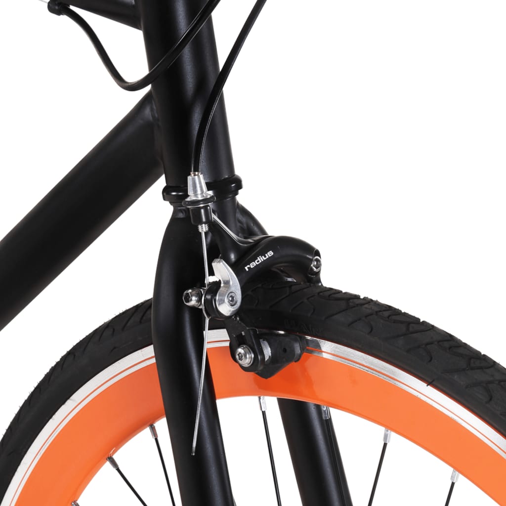 vidaXL Bicicleta de mudanças fixas 700c 59 cm preto e laranja