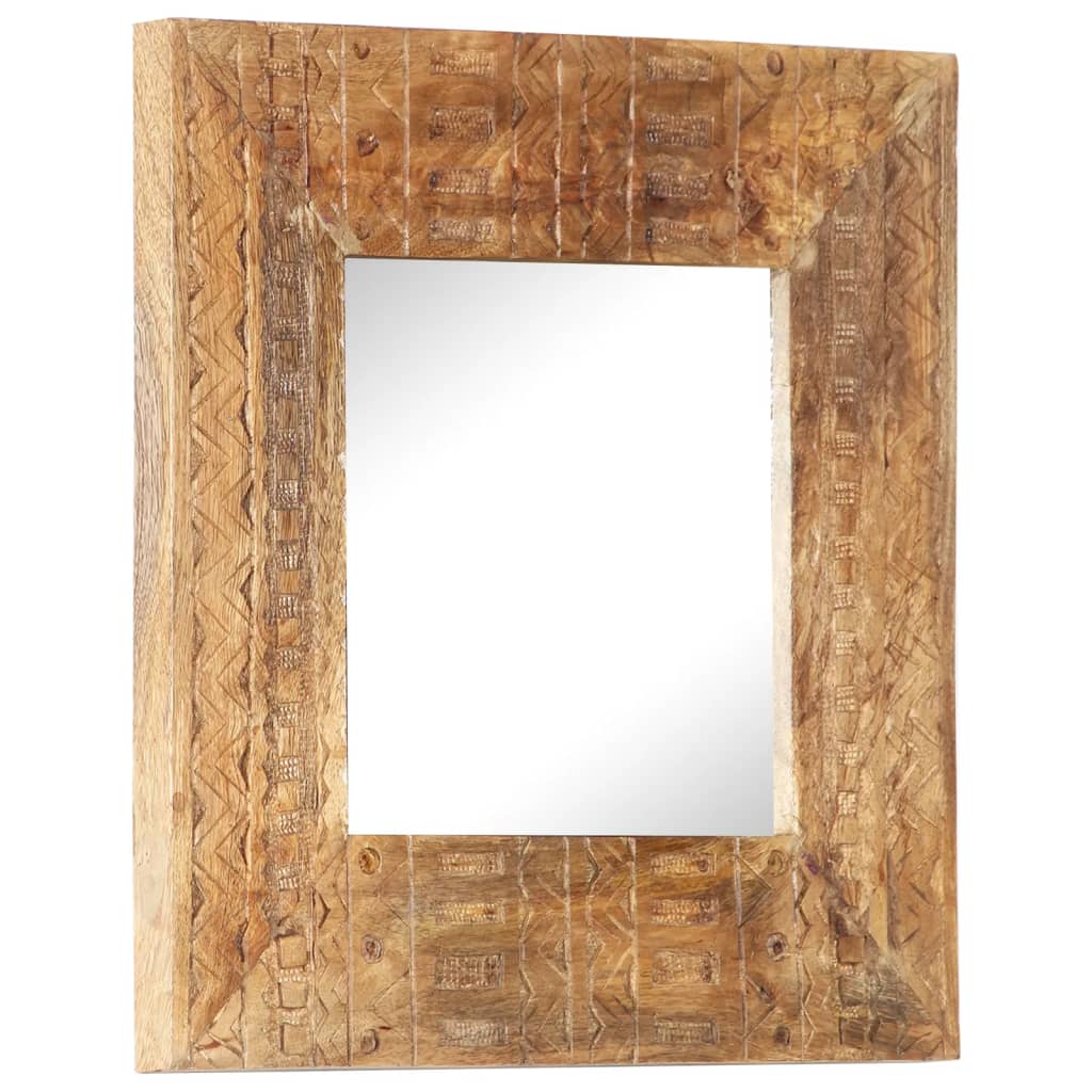 vidaXL Espelho esculpido à mão 50x50x2,5cm madeira de mangueira maciça