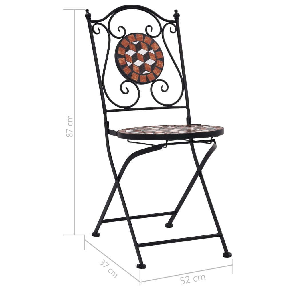 vidaXL Cadeiras bistrô em mosaico 2 pcs cerâmica castanho