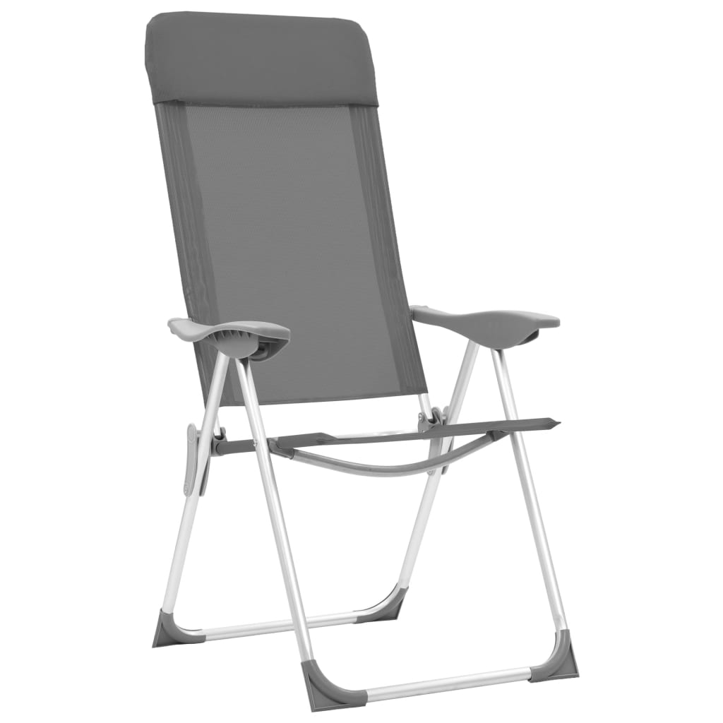 vidaXL Cadeiras de campismo dobráveis 2 pcs alumínio cinzento
