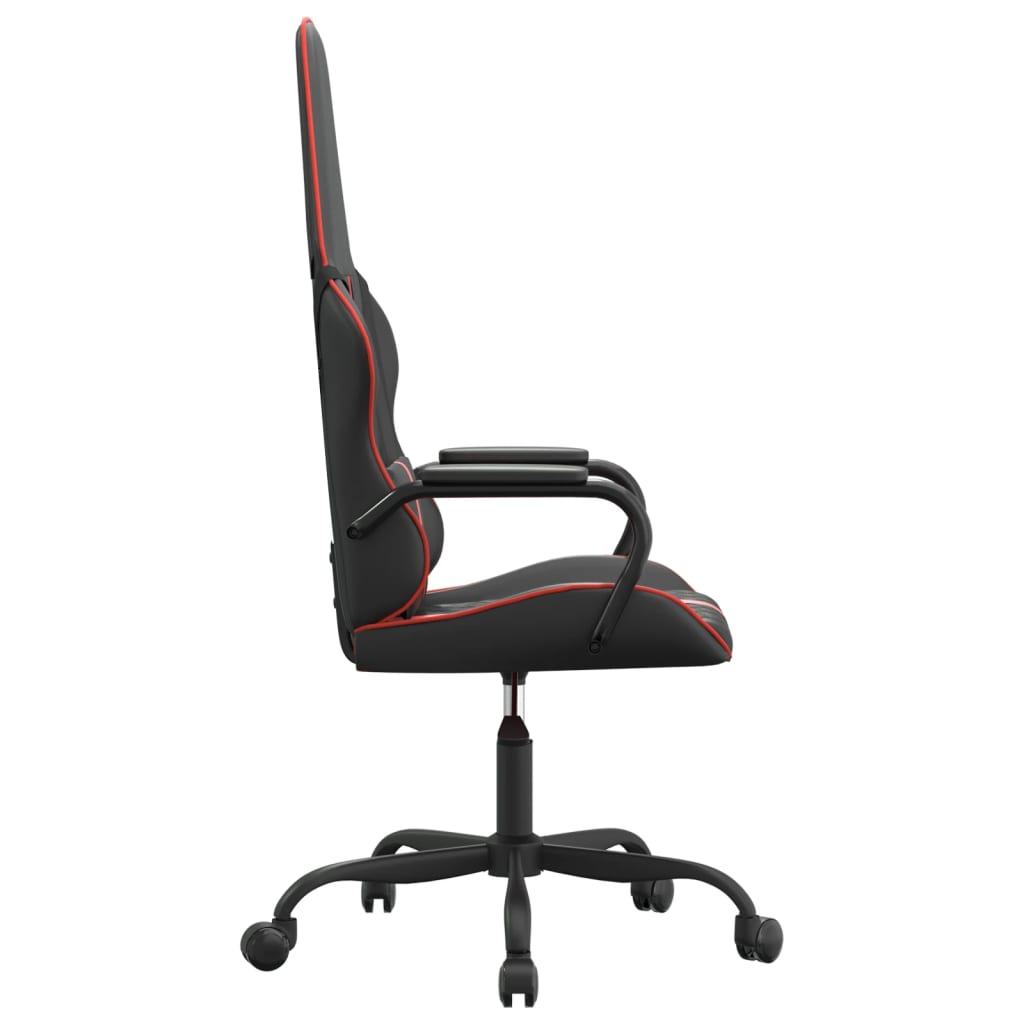 vidaXL Cadeira gaming de massagens couro artificial preto e vermelho