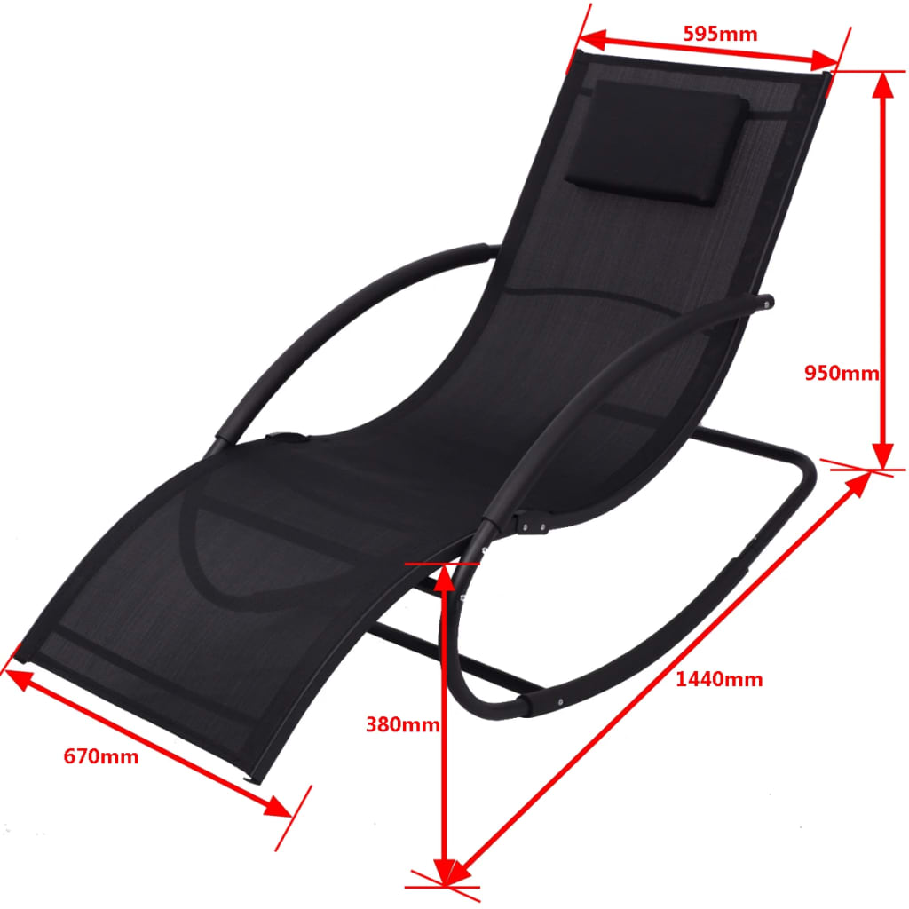 vidaXL Cadeira de baloiço aço e textilene preto