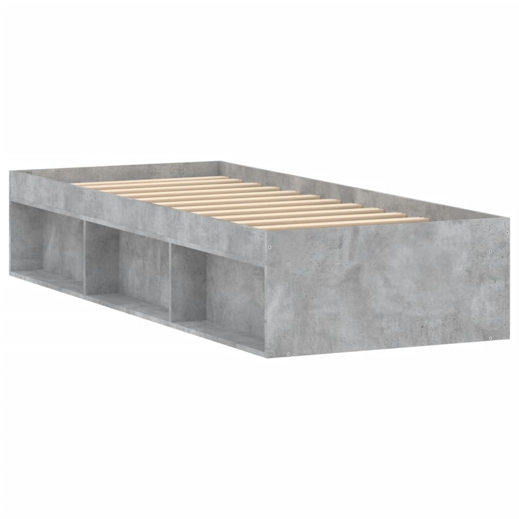 vidaXL Estrutura de cama solteiro 75x190 cm cinzento cimento