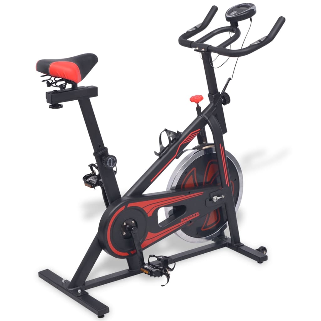 vidaXL Bicicleta de treino c/ sensores de pulso preto e vermelho