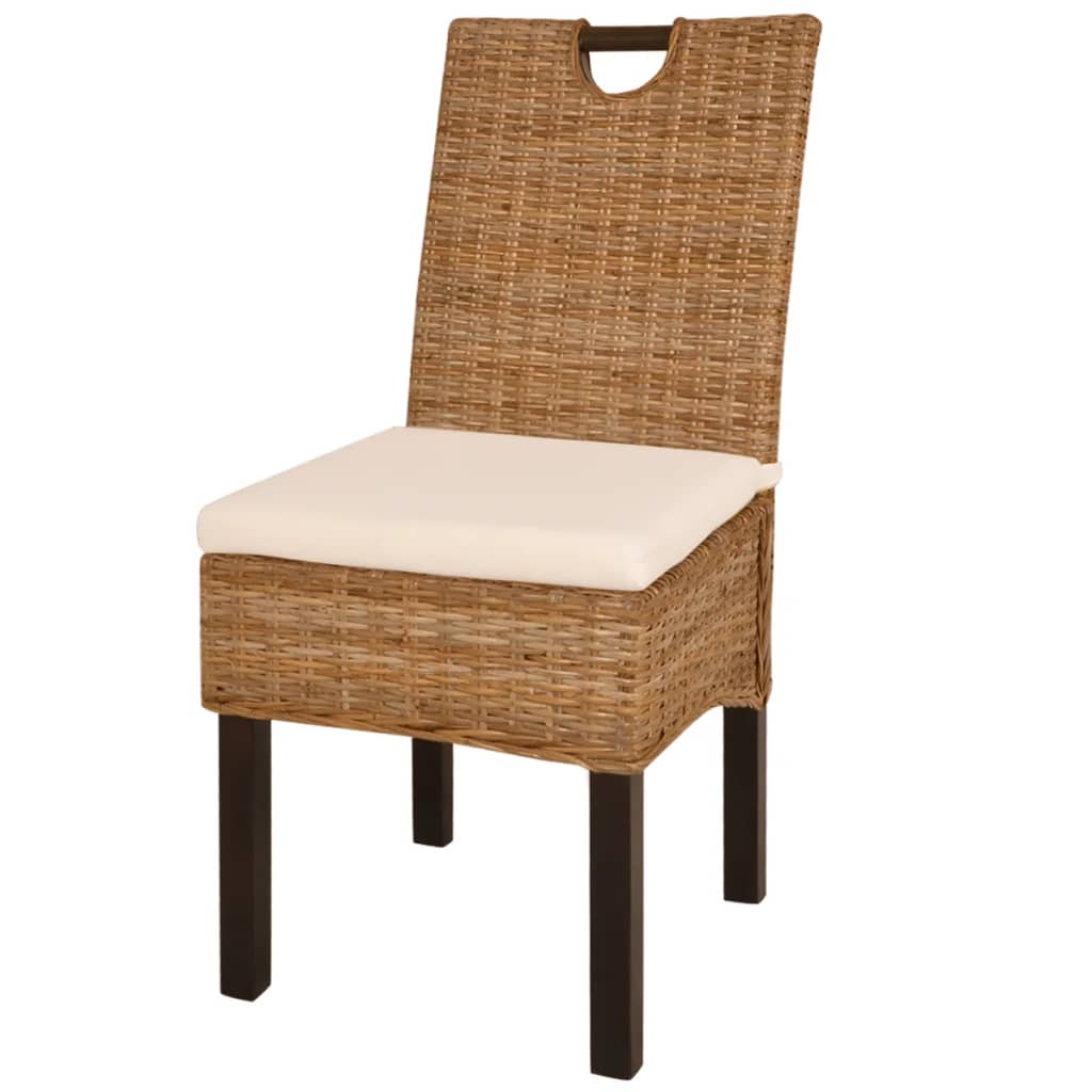 vidaXL Cadeiras de jantar, 2 pcs, vime Kubu e madeira de mangueira