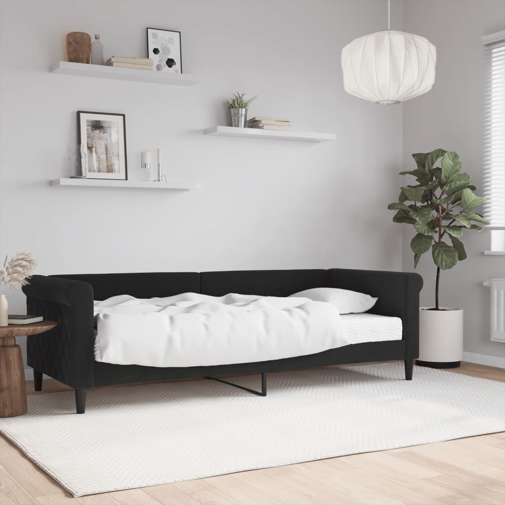 vidaXL Sofá-cama com colchão 80x200 cm veludo preto