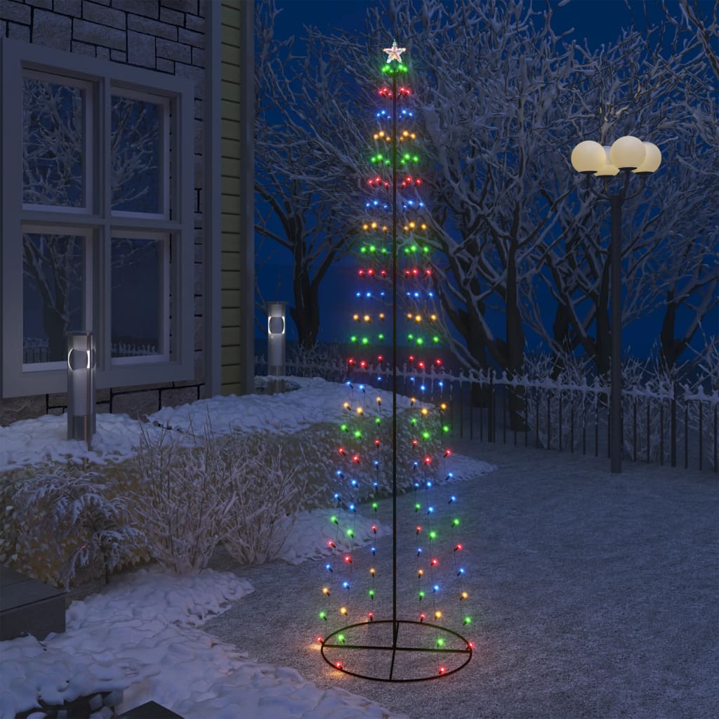 vidaXL Árvore de Natal em cone c/ 136 luzes LED multicor 70x240cm