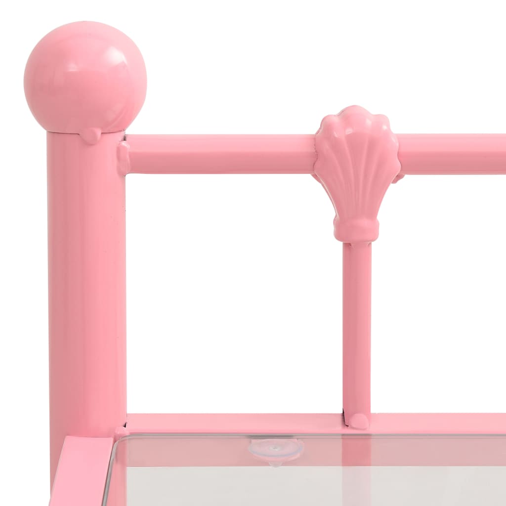 vidaXL Mesa cabeceira 45x34,5x60,5cm metal rosa e vidro transparente