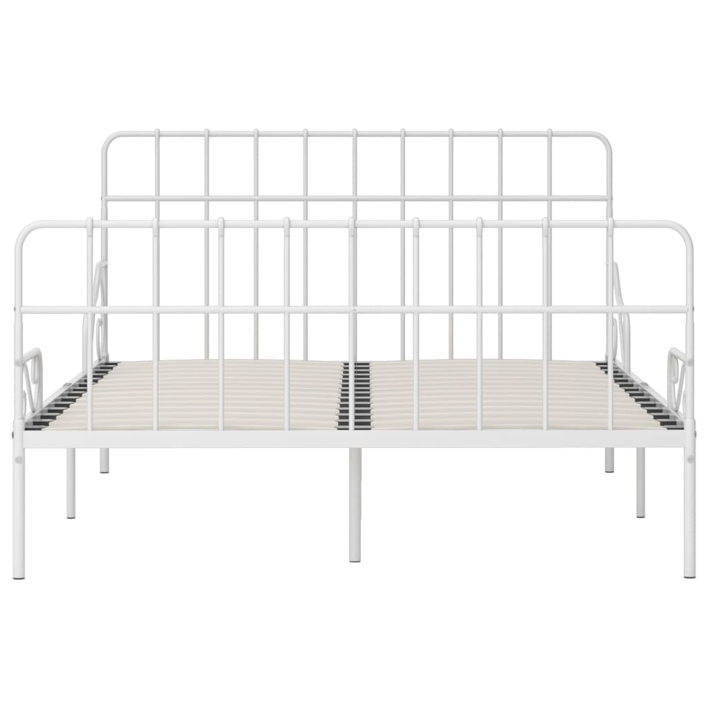 vidaXL Estrutura de cama com estrado de ripas 140x200 cm metal branco