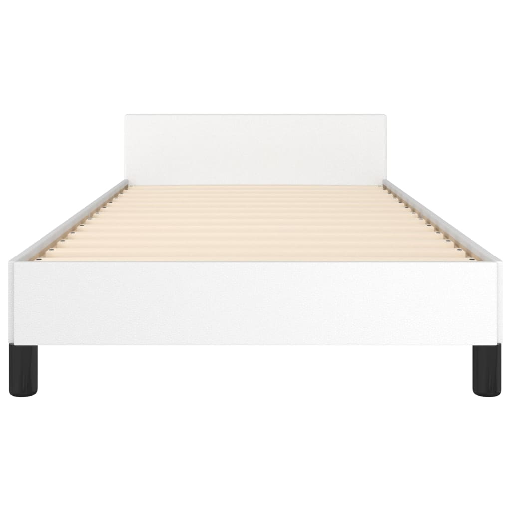 vidaXL Estrutura de cama c/ cabeceira couro artificial 80x200cm branco