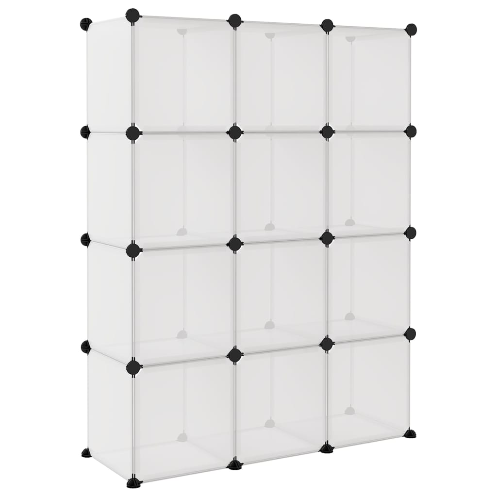 vidaXL Cubo de arrumação com 12 cubos PP transparente