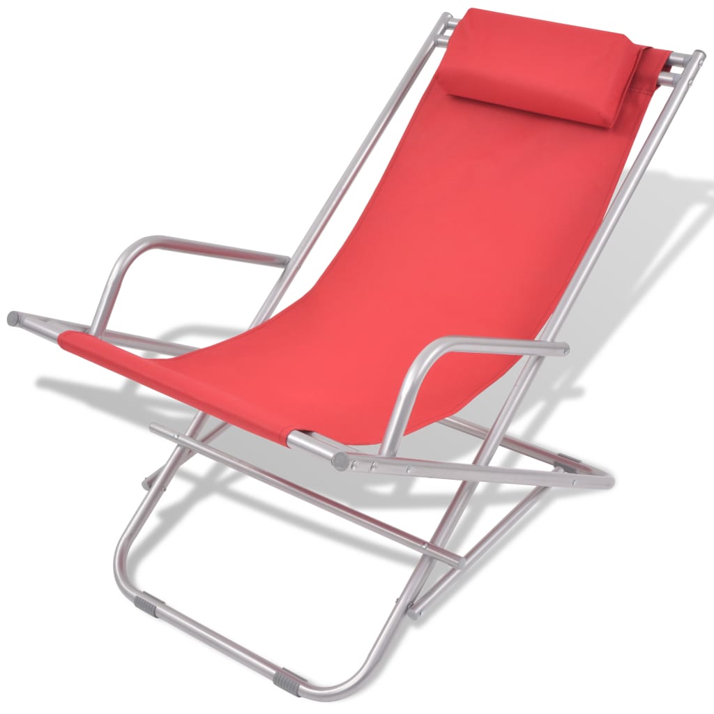vidaXL Cadeiras de jardim reclináveis 2 pcs aço vermelho