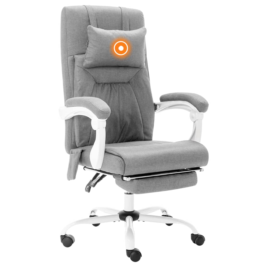 vidaXL Cadeira de escritório c/ função de massagem tecido cinzento