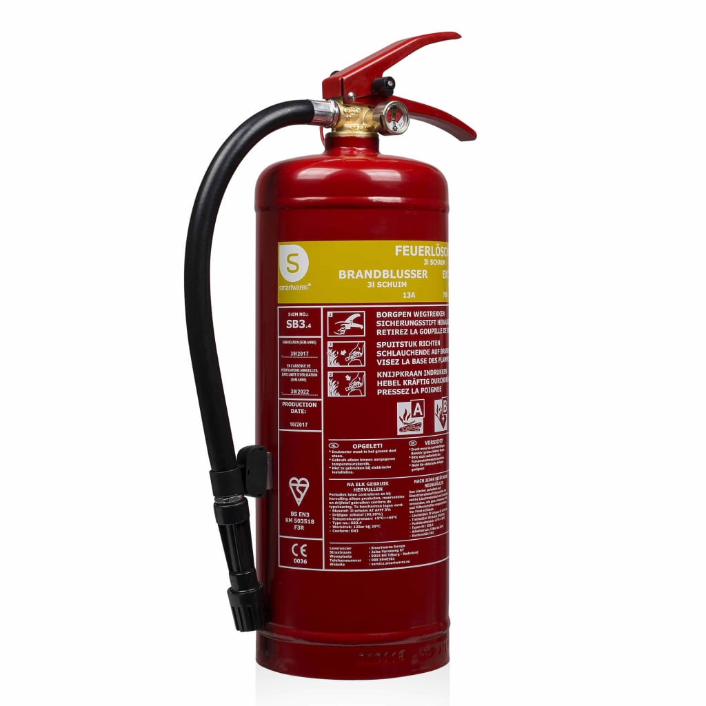 Smartwares Extintor de incêndio espuma 3 L classe AB aço FEX-15230