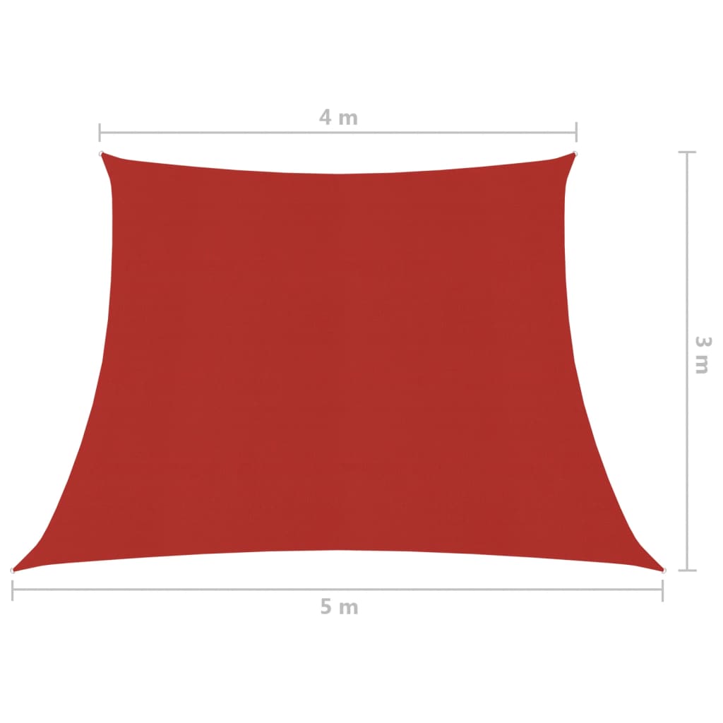 vidaXL Para-sol estilo vela 160 g/m² 4/5x3 m PEAD vermelho