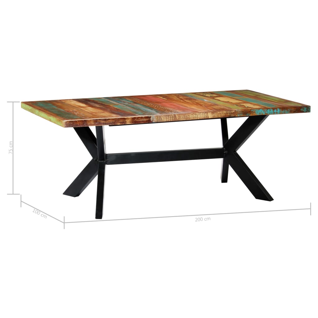 vidaXL Mesa de jantar 200x100x75 cm madeira recuperada maciça