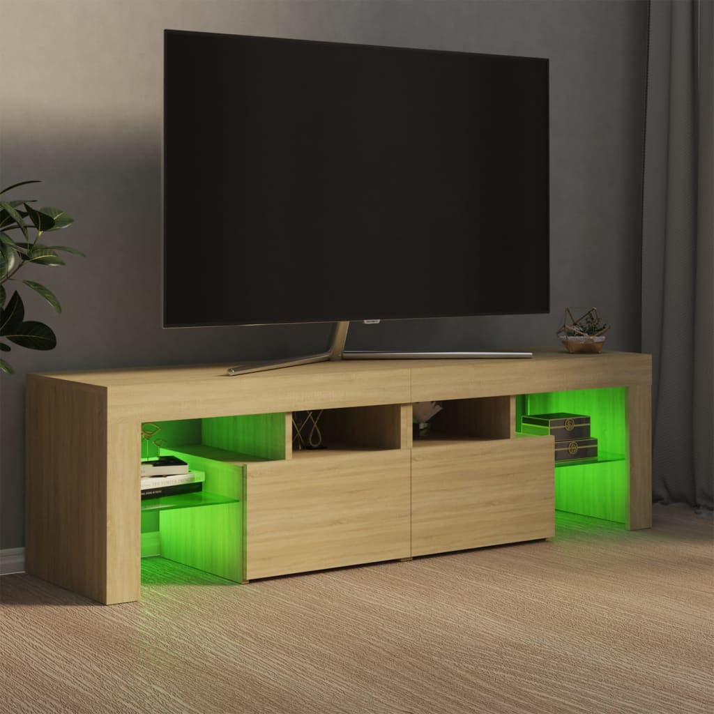 vidaXL Móvel de TV com luzes LED 140x36,5x40 cm carvalho sonoma