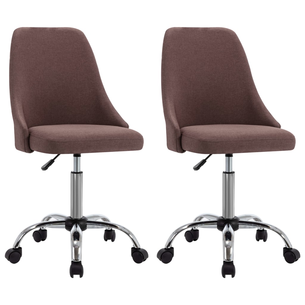 vidaXL Cadeiras escritório c/ rodas 2 pcs tecido cinzento-acastanhado