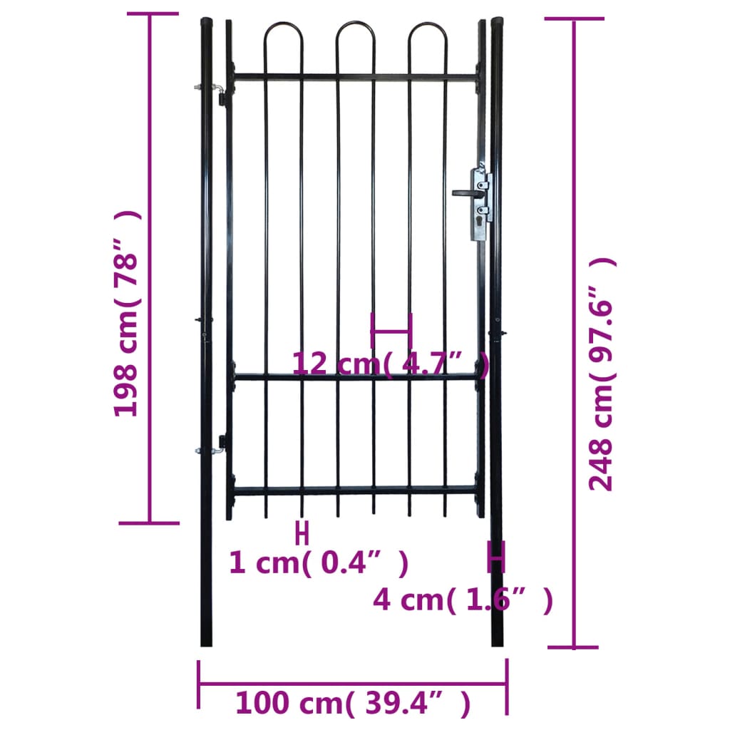 Portão de cerca com aro 100 x 198 cm