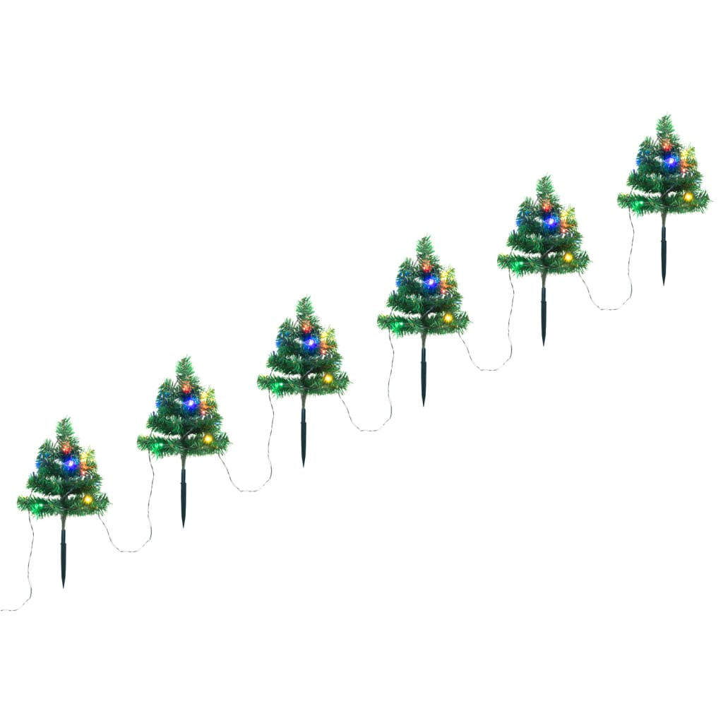 vidaXL Árvores de Natal de caminho 6 pcs 45 cm PVC luzes LED multicor