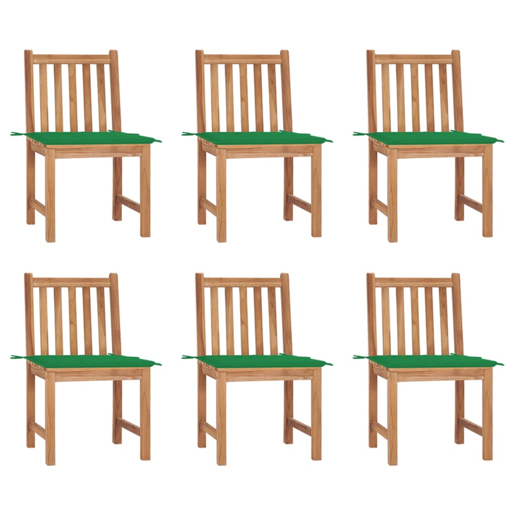 vidaXL Cadeiras de jardim 6 pcs c/ almofadões madeira de teca maciça