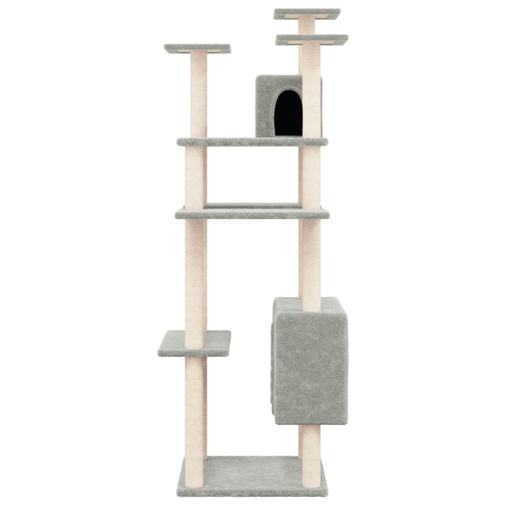 vidaXL Árvore p/ gatos c/ postes arranhadores sisal 162 cm cinza-claro