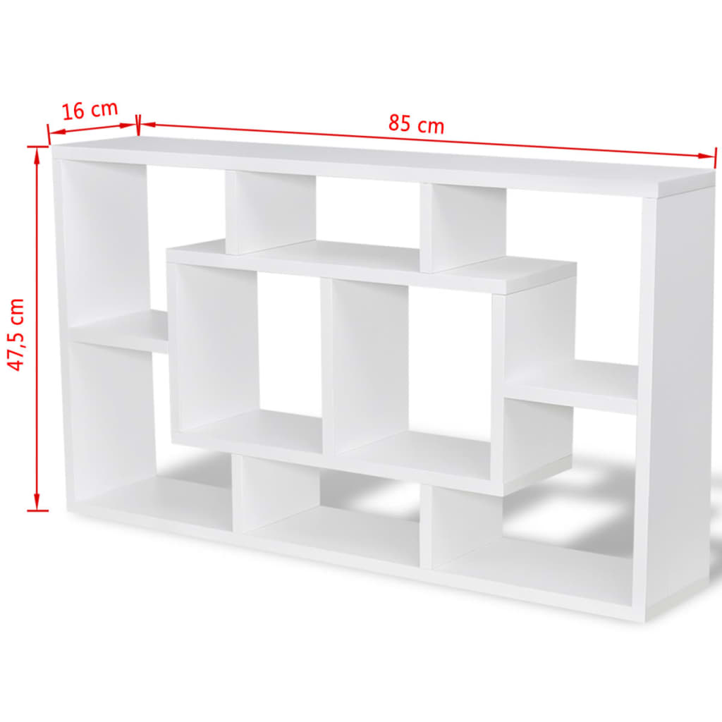 Prateleira de exposição p/ parede suspensa 8 compartimentos branco