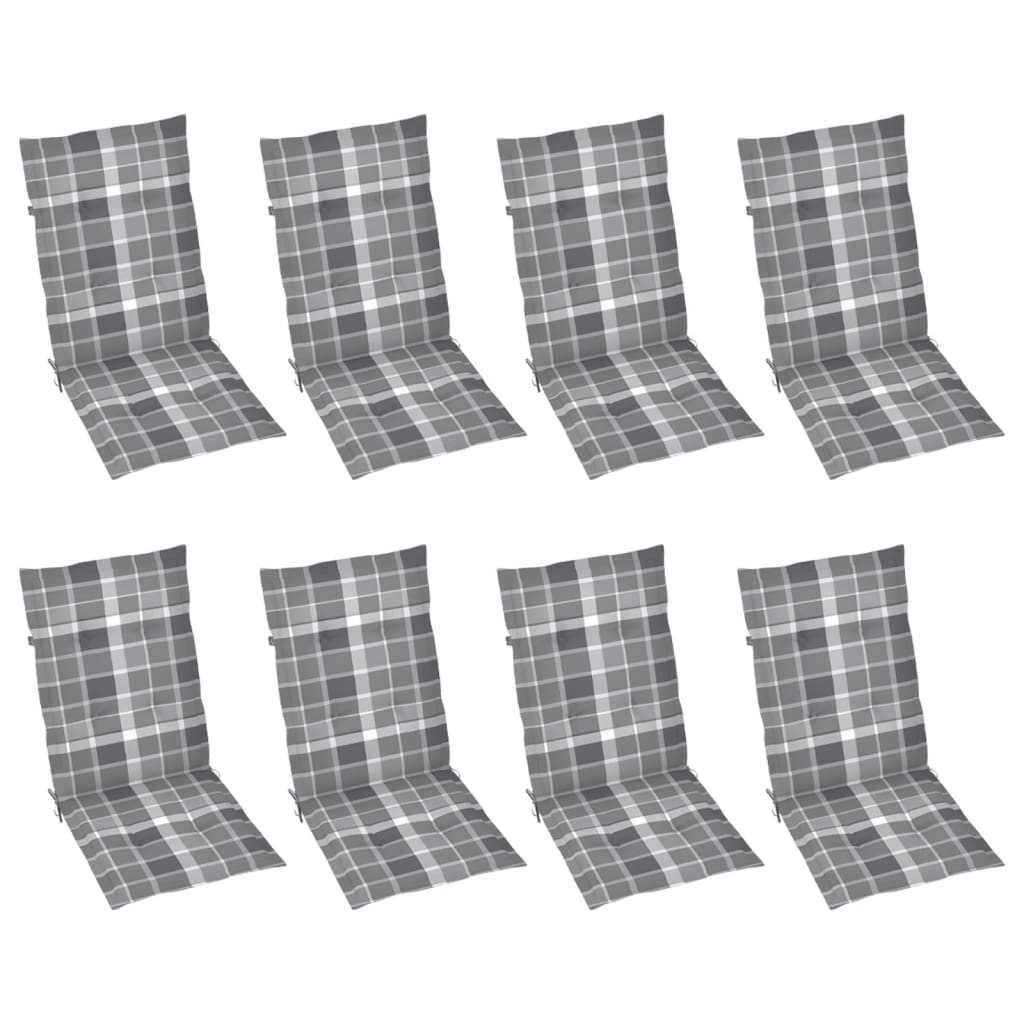 vidaXL Cadeiras jardim reclináveis c/ almofadões 8 pcs acácia cinzento