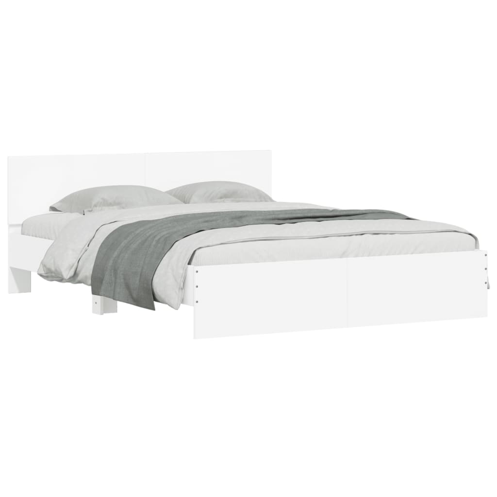 vidaXL Estrutura de cama c/ cabeceira e luzes LED 150x200 cm branco
