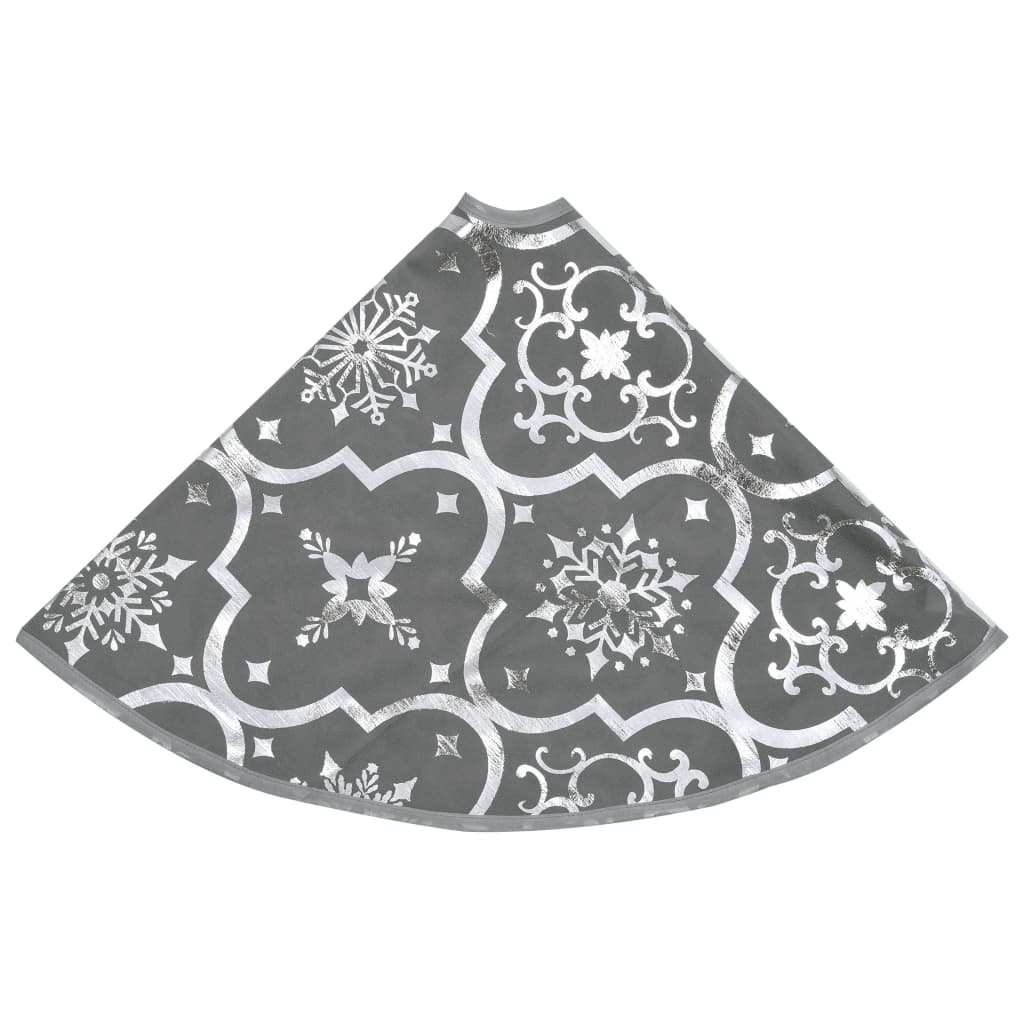 vidaXL Saia de árvore de Natal luxuosa 150 cm com meia tecido cinzento