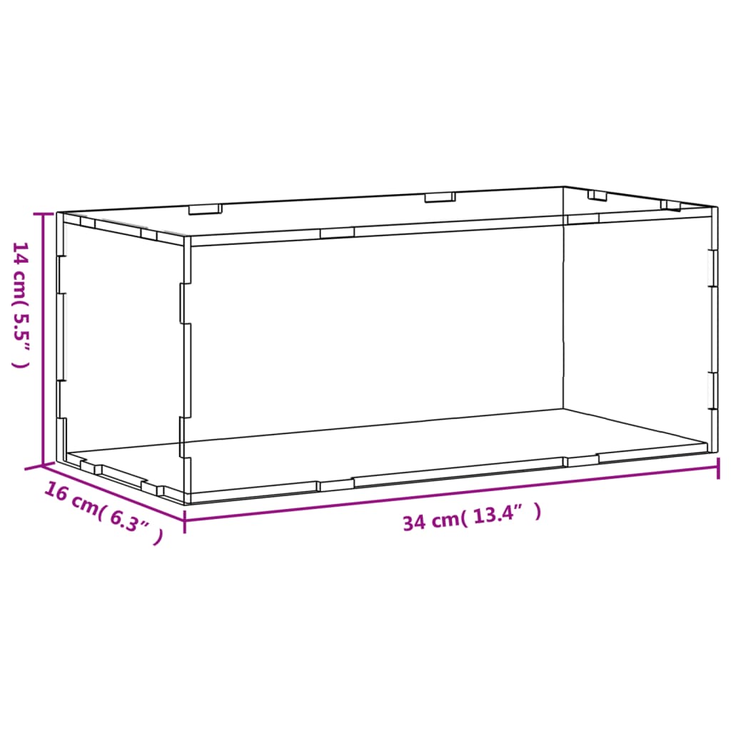 vidaXL Caixa de exposição 34x16x14 cm acrílico transparente