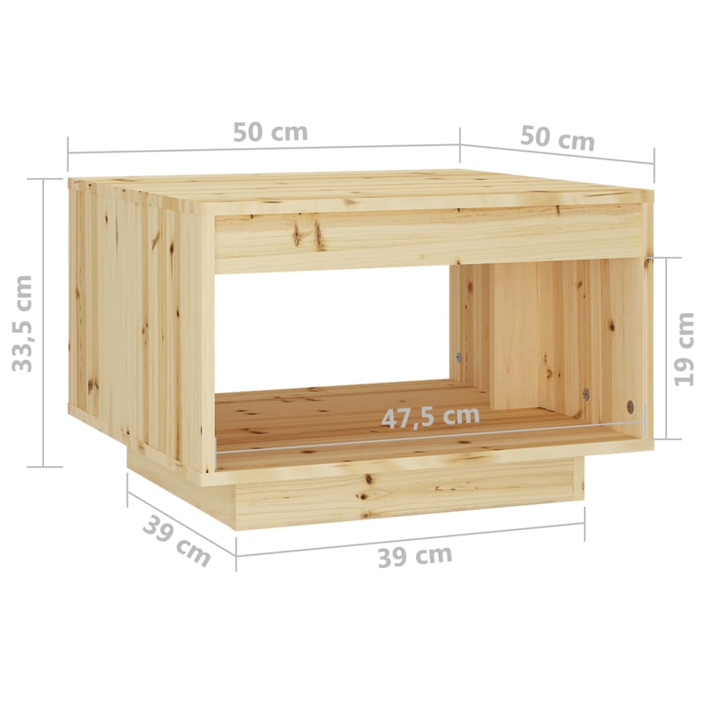 vidaXL Mesa de centro 50x50x33,5 cm madeira de abeto maciça