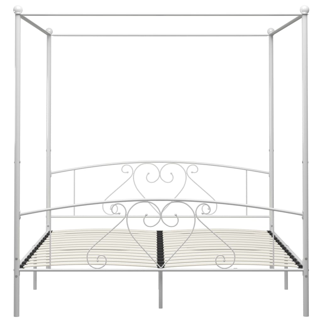 vidaXL Estrutura de cama com dossel metal 200x200 cm branco