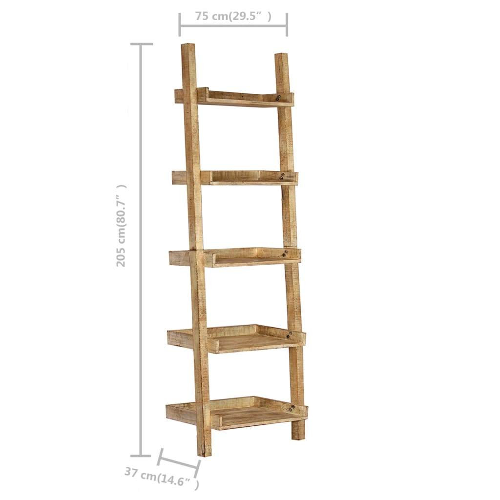 vidaXL Prateleira escada 75x37x205cm madeira mangueira maciça castanho